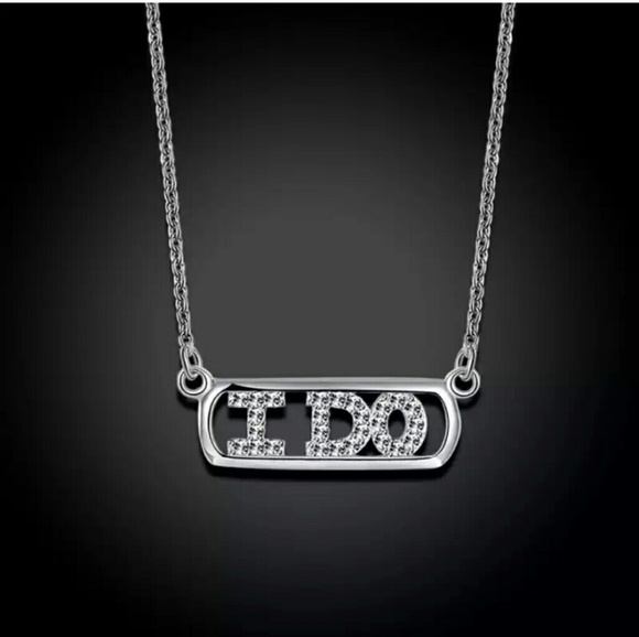 "I DO" Necklace Pendant Charm - Picture 2 of 8
